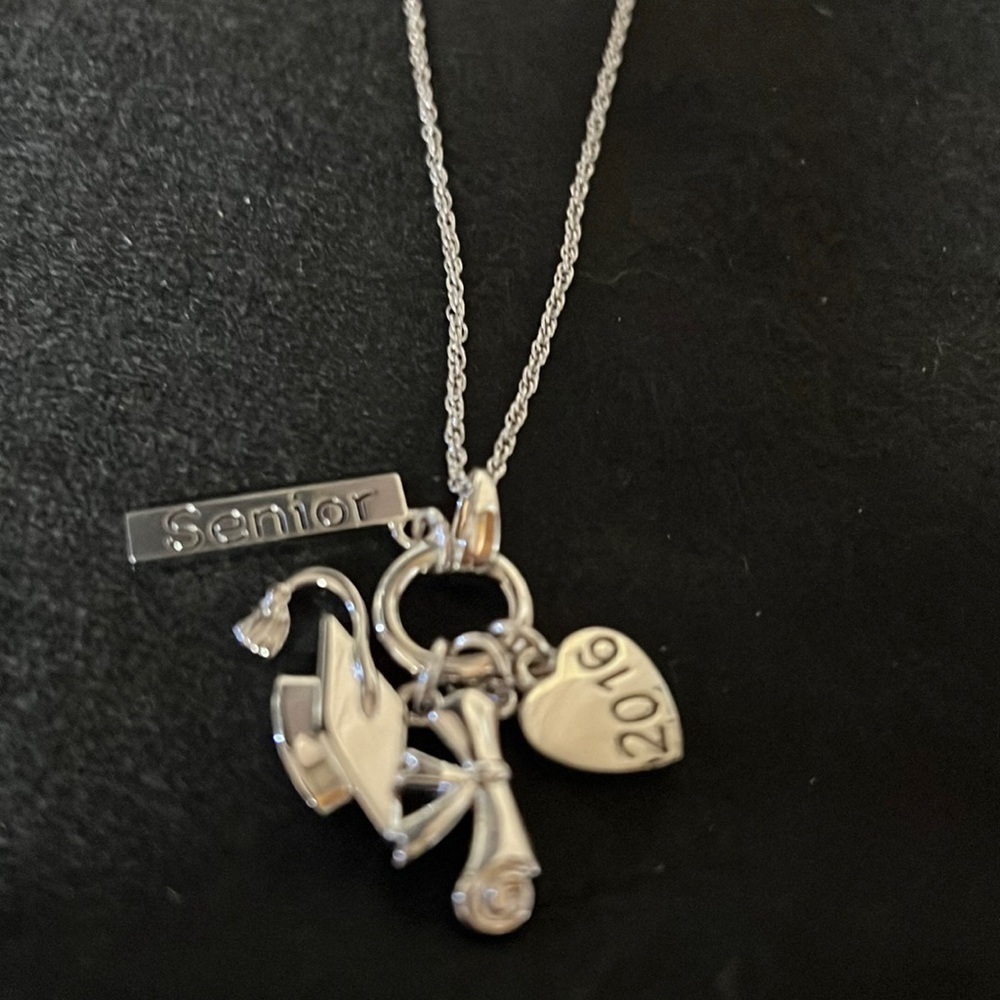 BNWT  Senior 2016 Grad Cap Diploma Charm Silvertone Necklace***$5 FINAL SALE***